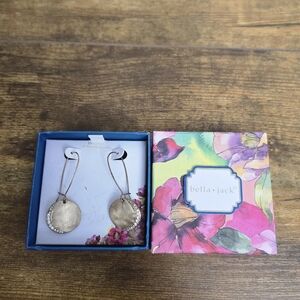Bella Jack Gold Tone Earrings with Rhinestones And Gift Box